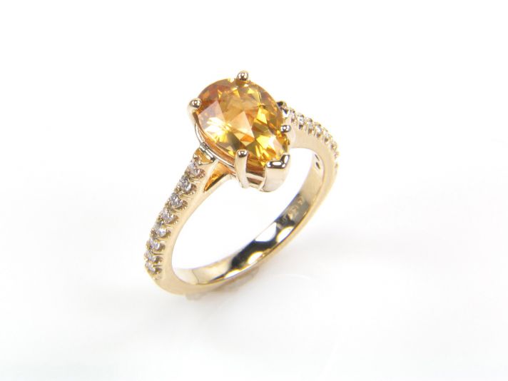 Citrine Engagement Ring in Yello Gold Setting