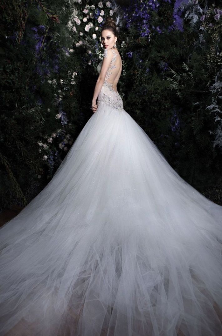 Sheer Open Back Tulle wedding gown