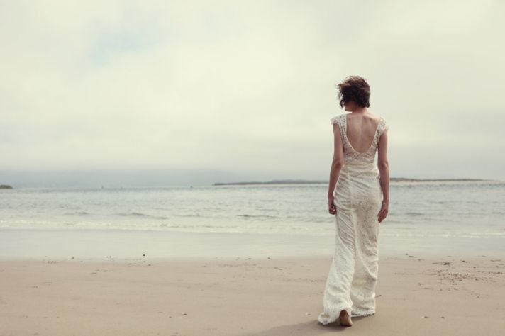 Lace wedding dress with open back by Sarah Seven