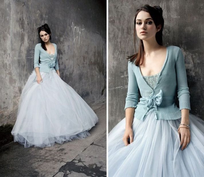 Romantic tulle wedding dress in pale blue