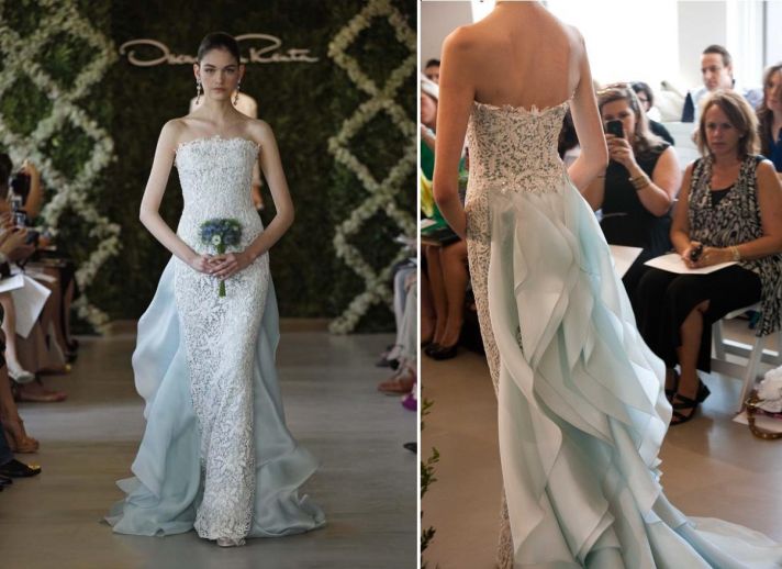 oscar de la renta bridal 2013 with detail light blue