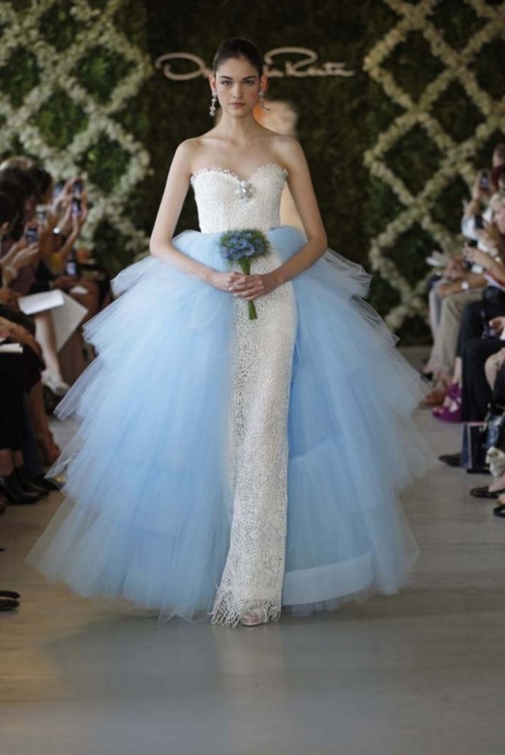 oscar de la renta bridal 2013 with detail light blue
