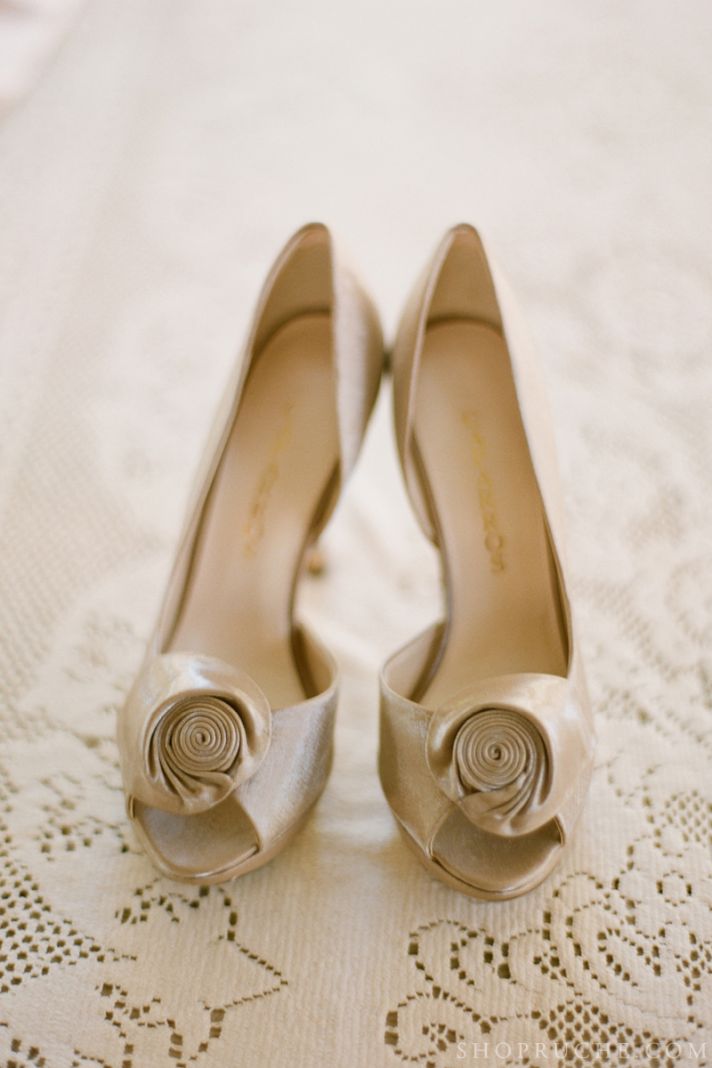 champagne peep toe wedding heels