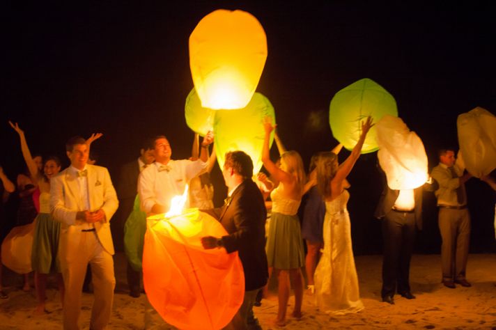 Real Wedding Beach Throo Williams Photography by Verdi Green Reception Laterns