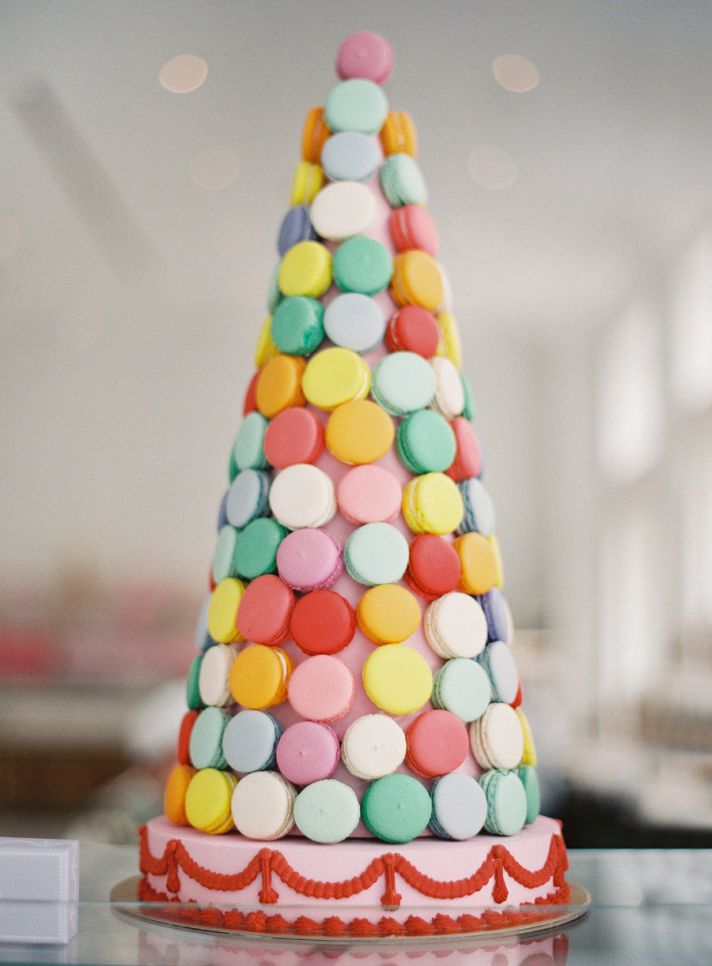 colorful wedding macaron cake