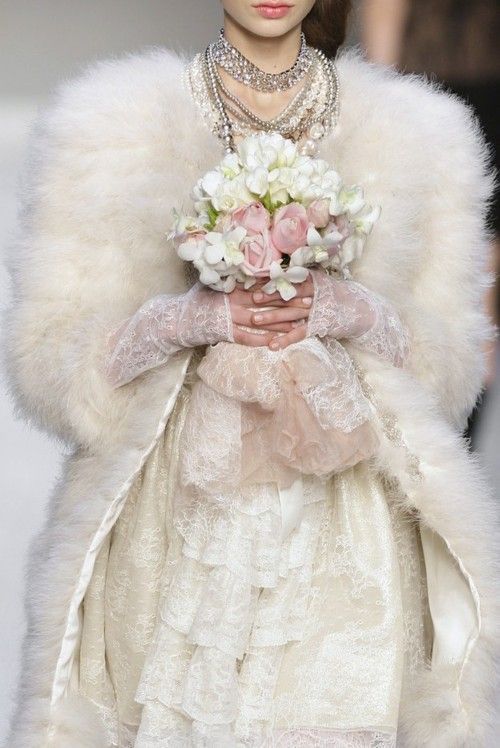 Marabou bridal coat by Versace