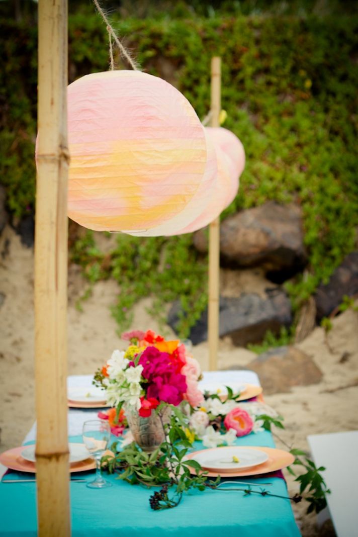 Beach reception decor for an Australian elopement