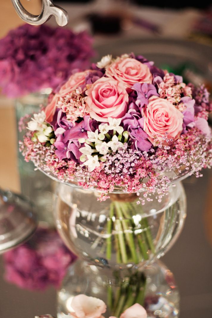 Pink reception centerpieces