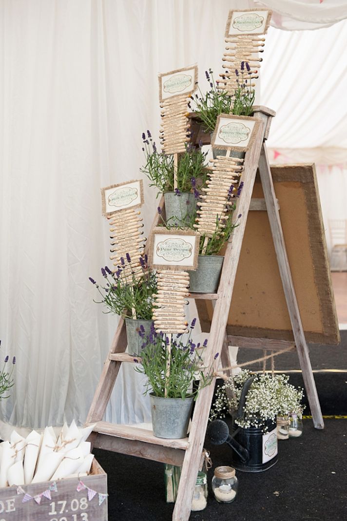Planted Lavendar Pots as Escort Card Display