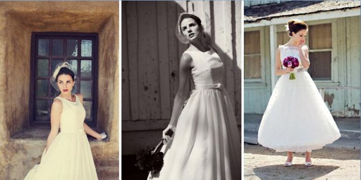 White wedding dress cinched at waist with a belt & white wedding dress with allover silk embroidered