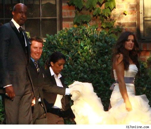 Khloe Kardashian in white strapless Vera Wang wedding dress