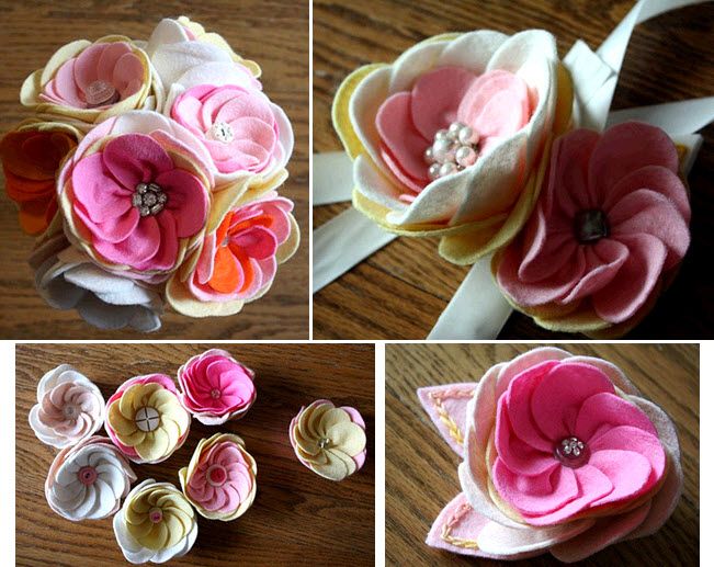 A chic green alternative for your wedding- felt bridal bouquets, corsages and bridal accessories!