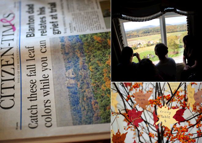 Changing fall leaves get attention at this North Carolina outdoor wedding