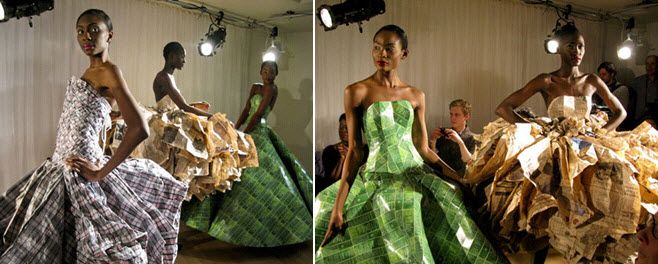 Couture gowns made from unexpected recycled materials