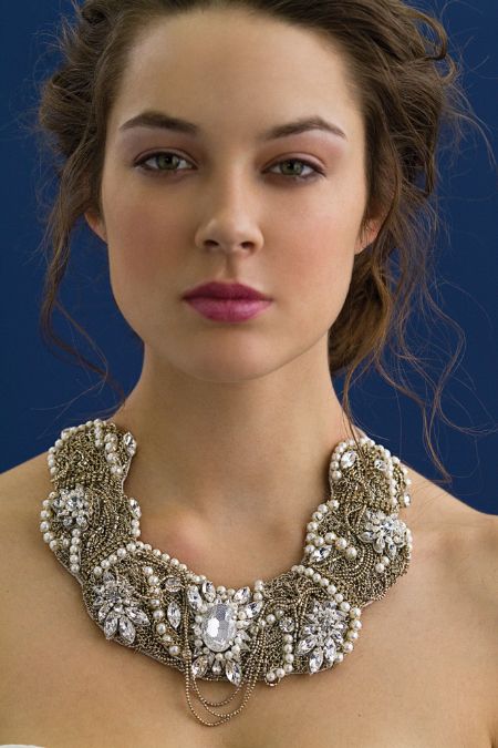 Multi-strand statement bridal necklace by Rivini’s creative director