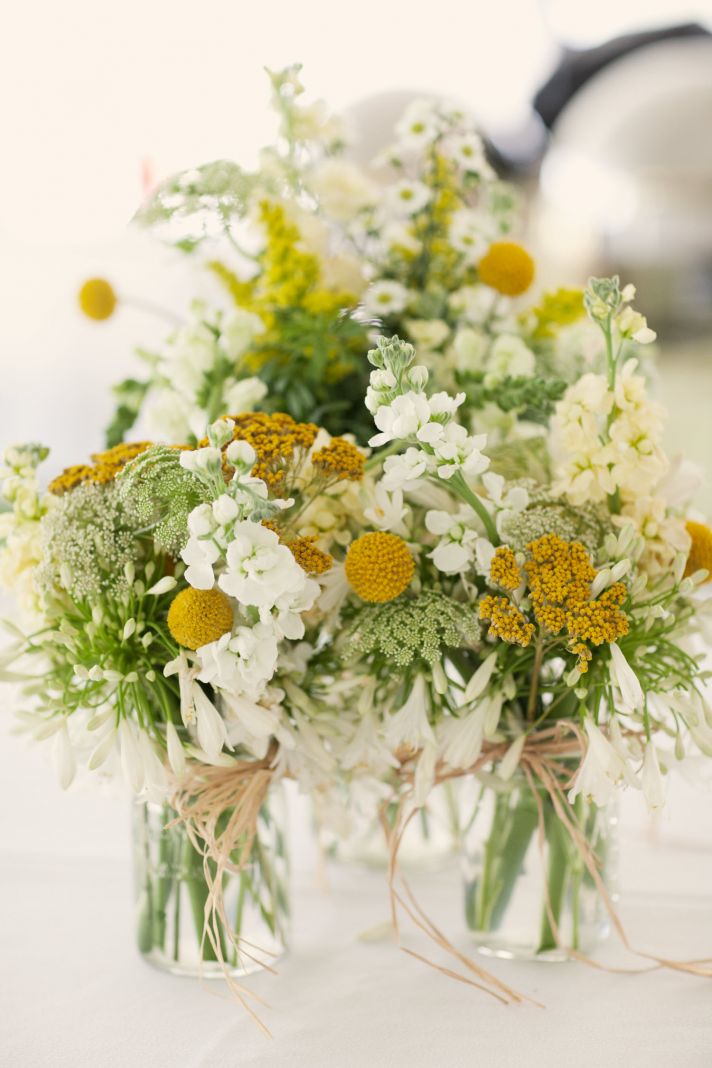 Whimsical Spring wedding flowers and wedding reception centerpieces