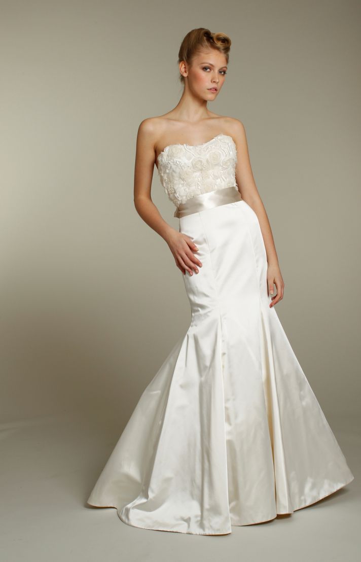 Ivory strapless mermaid wedding dress with embellished bodice