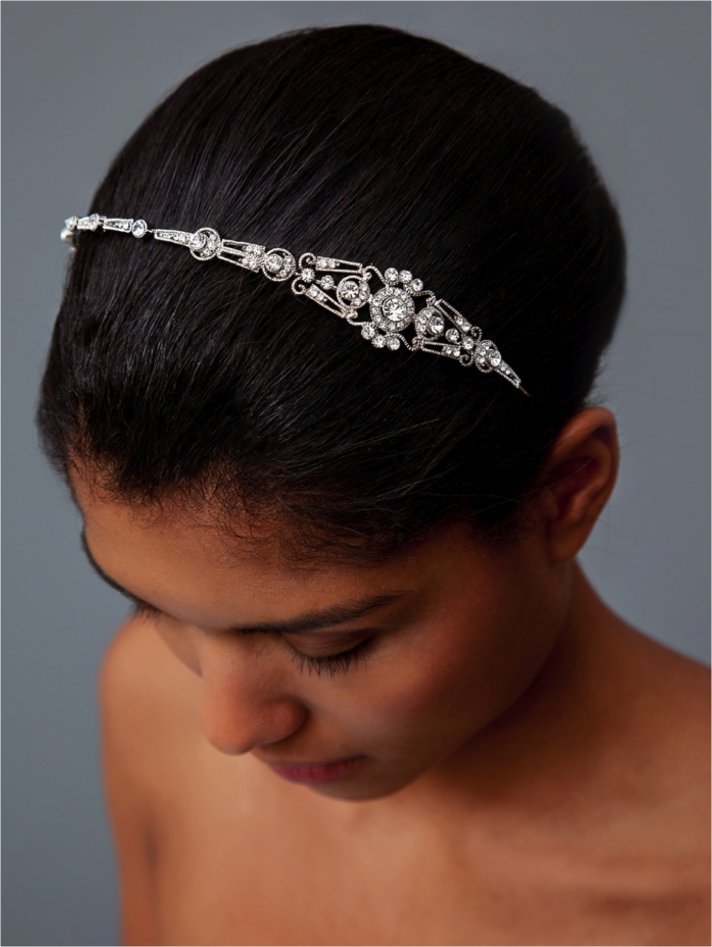 Chic rhinestone-encrusted bridal headband for wedding updo