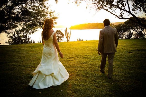 Romantic wedding photo in St. John during sunset