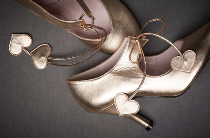 BHLDN wedding shoes- metallic mary janes