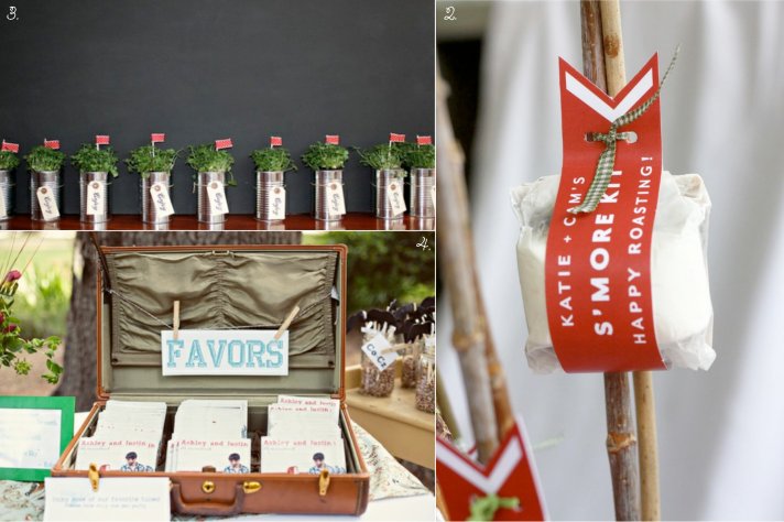 5 unique wedding favor ideas for rustic chic wedding styles- eco-planters, s’mores kits, CDs