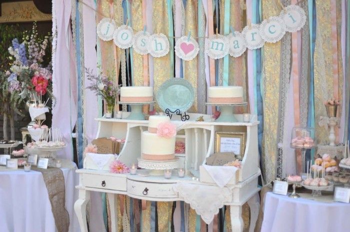 whimsical wedding reception decor ribbon backdrop wedding DIY 1