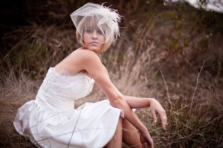tiered little white wedding dress bridal blusher