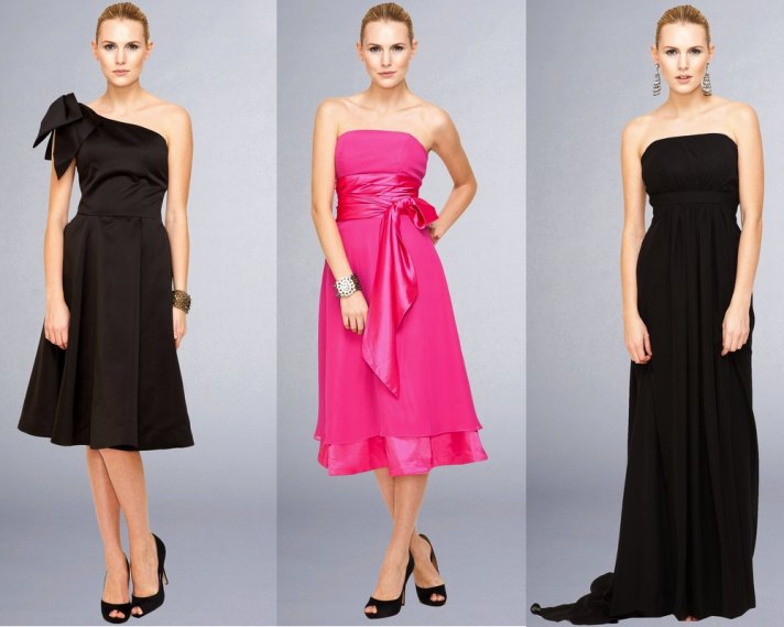 hot pink black bridesmaids dresses modern wedding style 2012