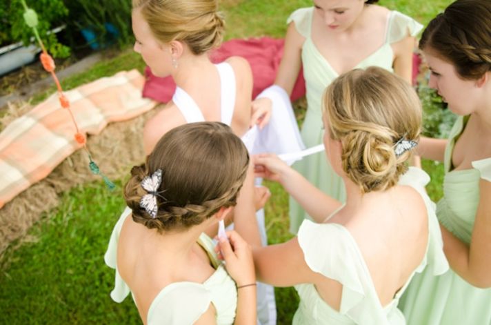 romantic outdoor wedding spring wedding inspiration romantic hairstyles bridesmaids