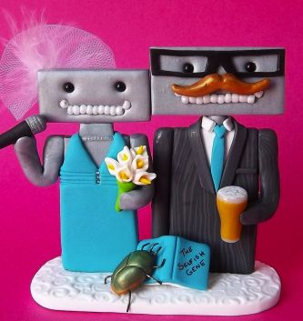 Robot-wedding-cake-topper-customized-for-bride-and-groom