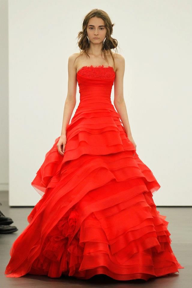 Spring 2012 wedding dresses Vera Wang bridal gown non white dresses red 15