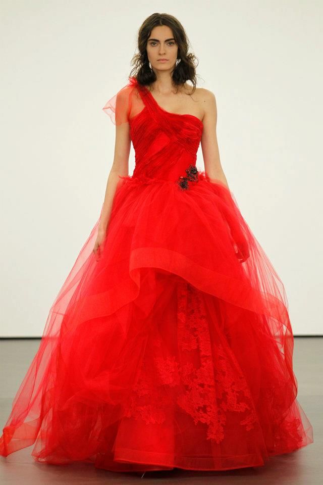 Spring 2012 wedding dresses Vera Wang bridal gown non white dresses red 10
