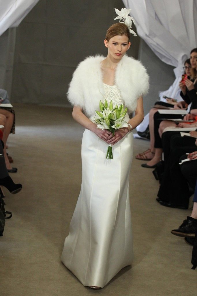 Spring 2013 bridal gowns Carolina Herrera wedding dress winter wedding fur bridal bolero