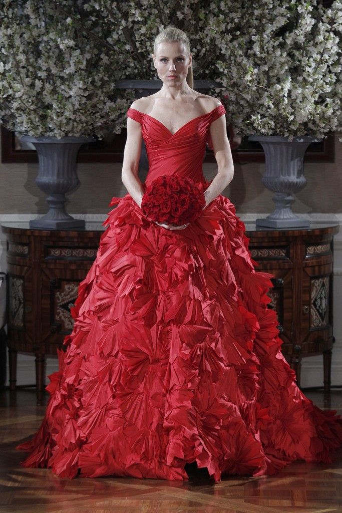Spring 2013 wedding dress collections Romona Keveza bridal gown red ballgown