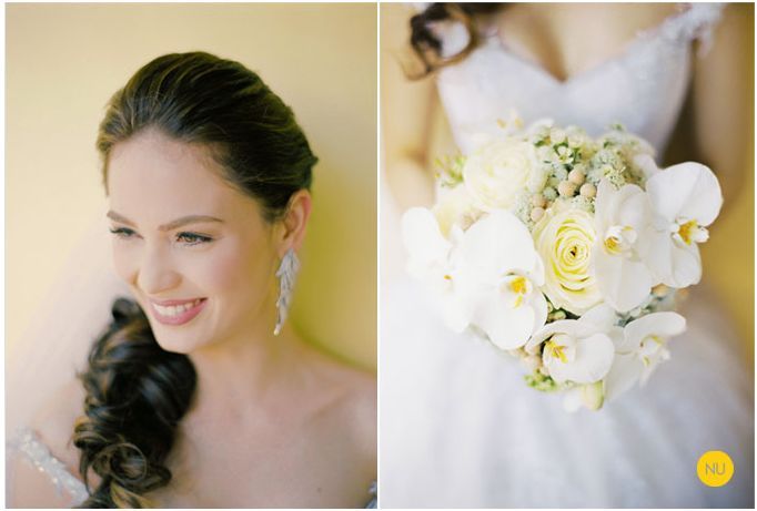 destination wedding in the phillipenes low pony bridal updo orchid bouquet