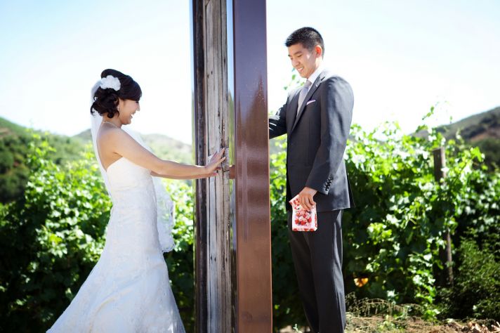 creative first look wedding photo outdoor weddings California 3