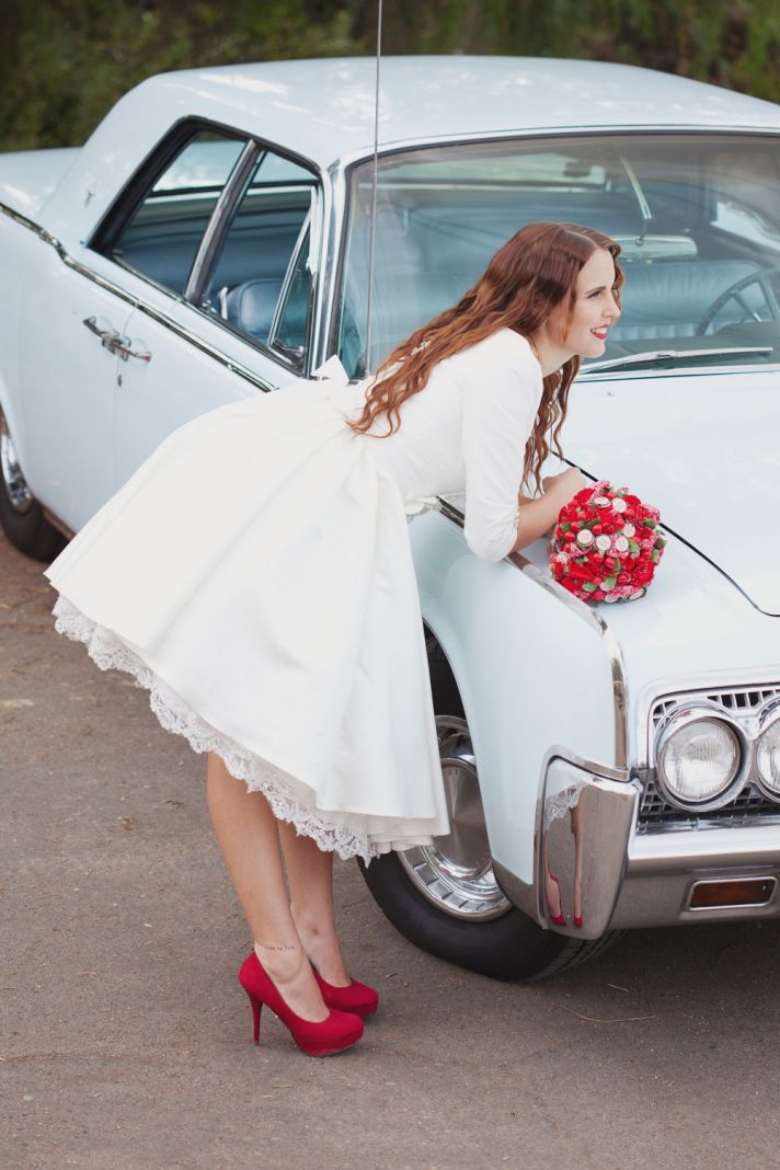 lovely lace LWDs for the brides wedding reception look tea length lace petticoat