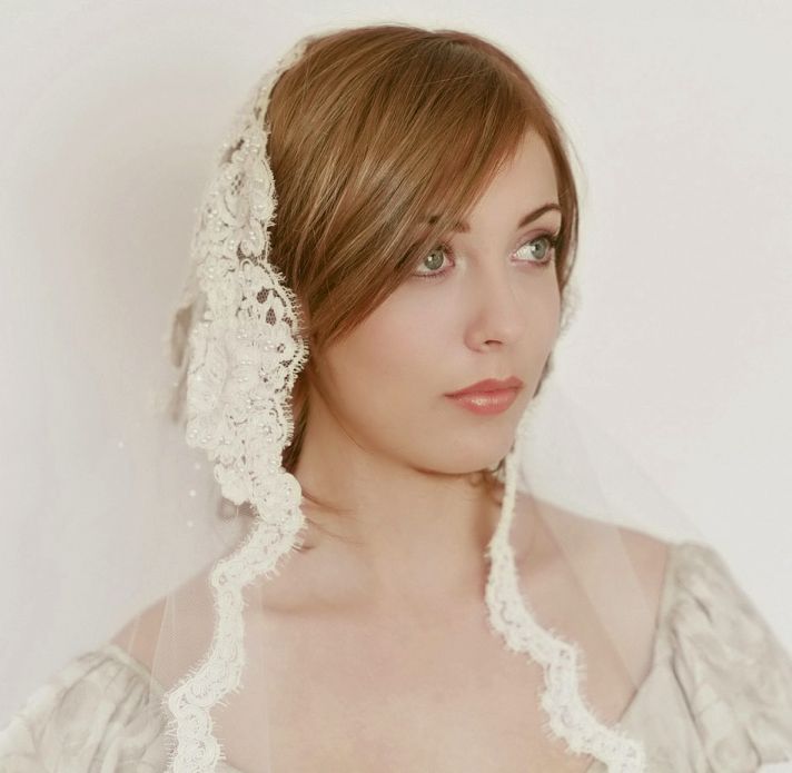 romantic wedding accessories bridal head chic Mantilla veils 5
