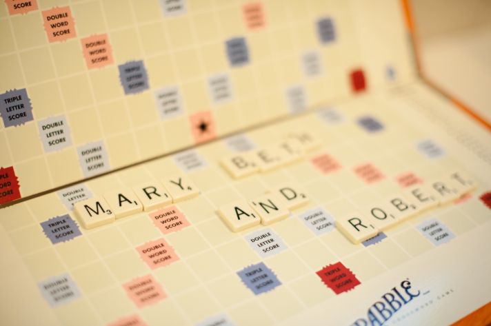 Scrabble themed wedding in Virginia classic bridal style reception fun