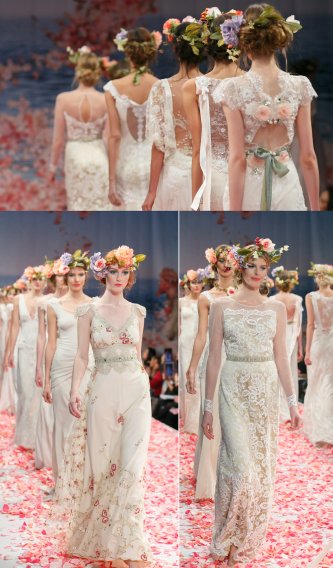2013 bridal runway Claire Pettibone wedding dresses finale bohemian brides