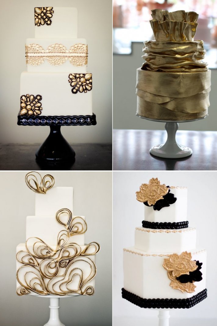 Black and Gold Wedding Cakes