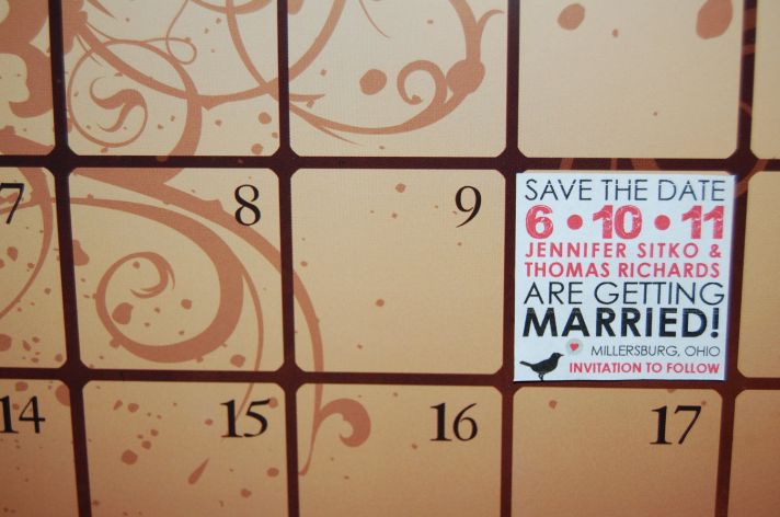 Wedding Save the Date Stickers Red Black Tan