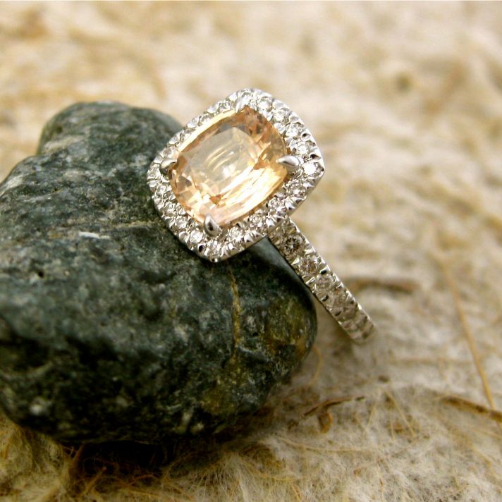 cushion cut engagement ring champagne stone