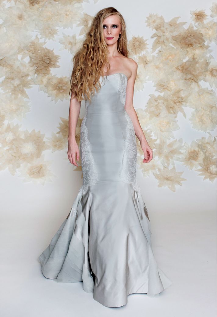Blue wedding dress drop waist mermaid by Tara Latour