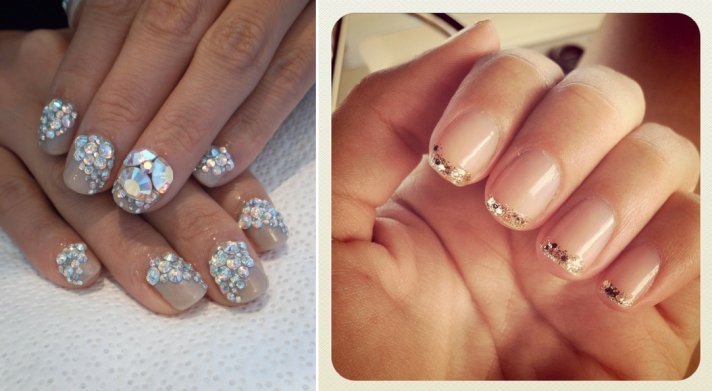 Glittery wedding nails DIY manicures