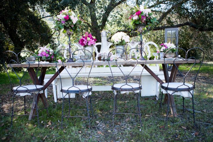 Rustic romance outdoor wedding shoot heart inspired chairs