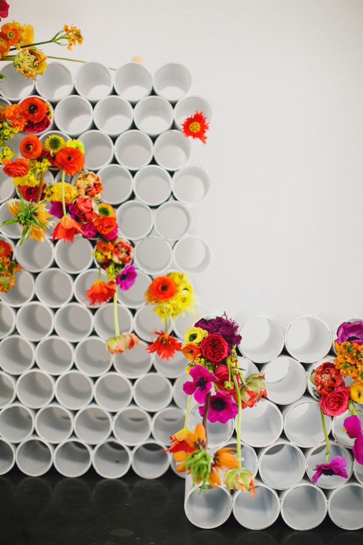 neon rainbow modern wedding backdrop