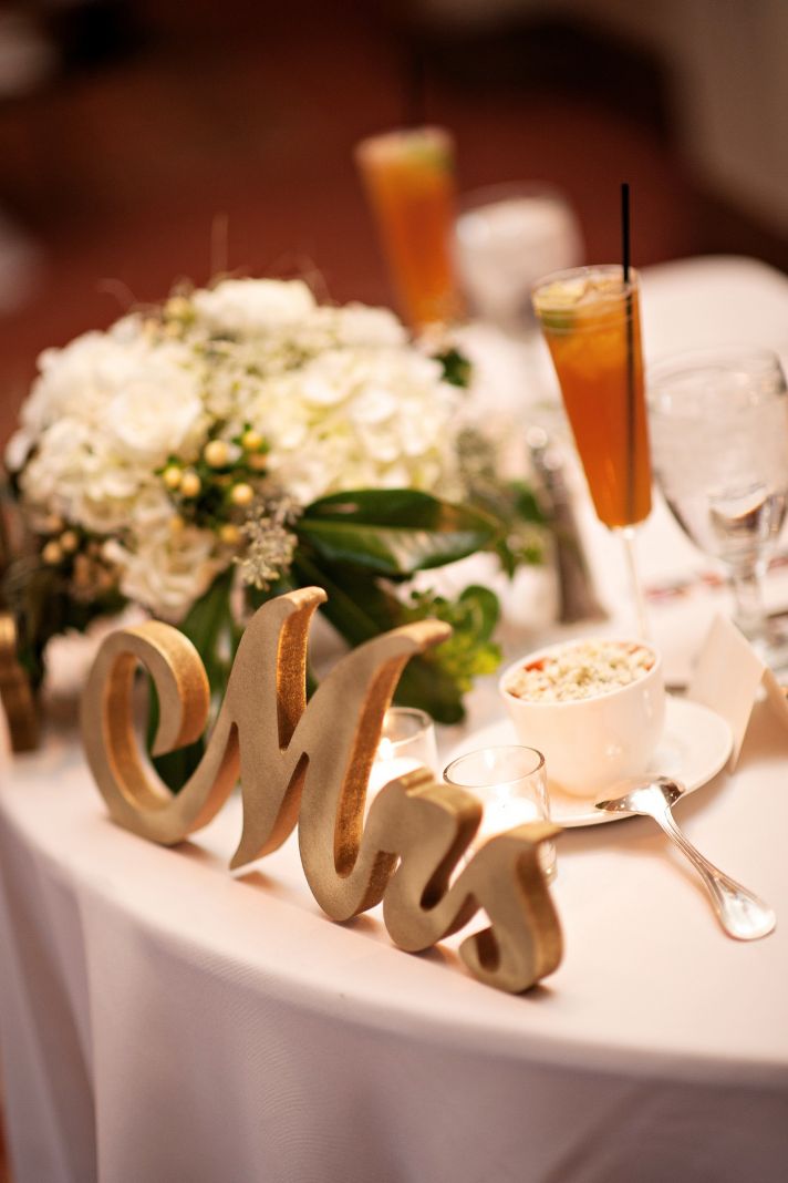 Cute signature drinks wedding sign at reception