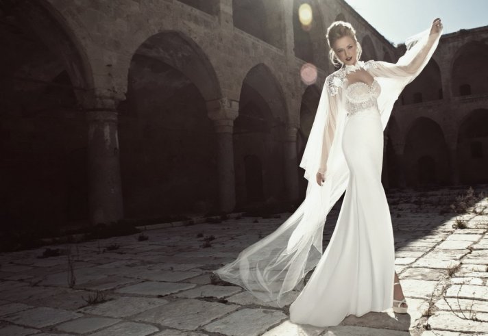 crochet halter plunging neckline wedding dress