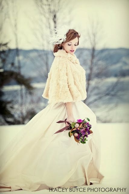 cream fur bridal shrug